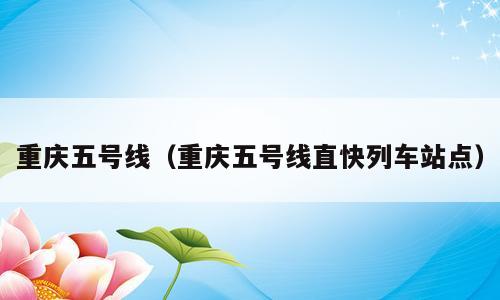 重庆五号线（重庆五号线直快列车站点）