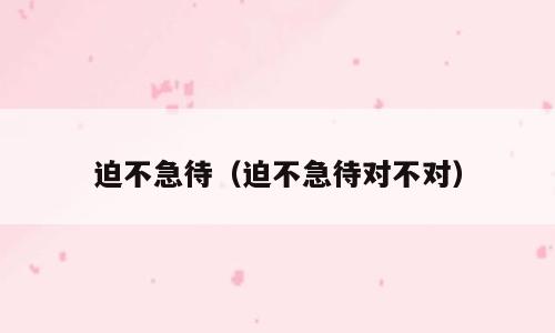 迫不急待（迫不急待对不对）