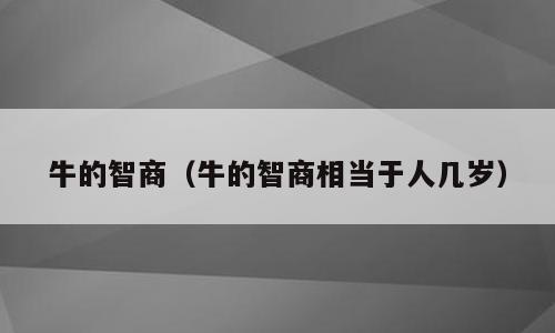 牛的智商（牛的智商相当于人几岁）