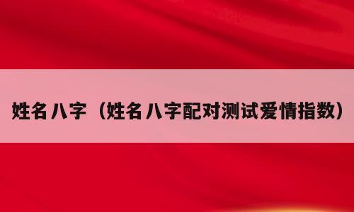 姓名八字（姓名八字配对测试爱情指数）