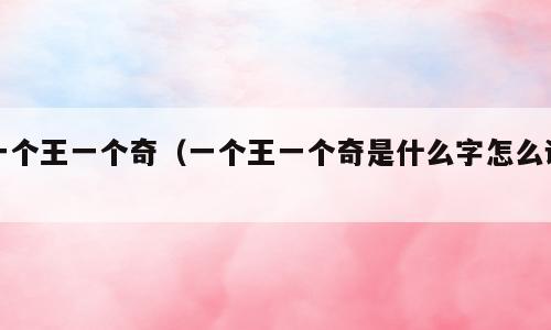 一个王一个奇（一个王一个奇是什么字怎么读）